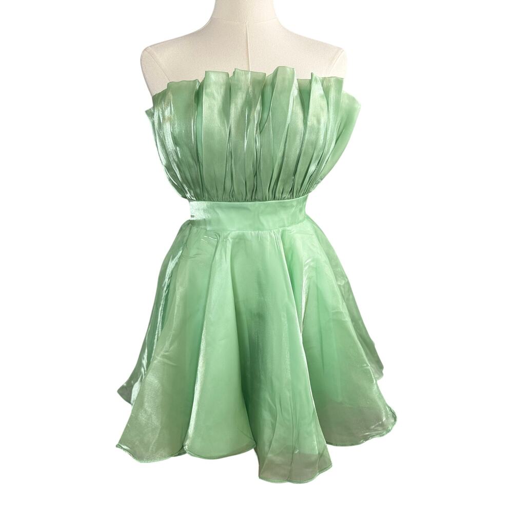 Mable Anthropologie size Small mint green strapless‎ Tinker mini dress - Picture 4 of 7